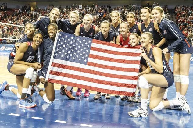 January 09, 2016 - Lincoln, NE U.S. - United States volleyball team members pose after their NORCECA Women s Continental Olympic Qualification Tournament match between United States and Dominican Republic at Pinnacle Bank Arena in Lincoln, NE...Attendance: 10,213.United States won 25-19, 25-19 and 25-18. 2016 Women s NORCECA Continental Olympic Qualification Tournament: United States vs Dominican Republic JAN 09 - ZUMAc04_