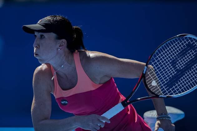 10.01.2016. Sydney, Australia. Jelena Jankovic (SRB) in action against Coco Vandeweghe (USA) during their women s singles match on Day 1 at the Apia International tournament at the Apia International Sydney, Australia. Jankovic beat Vandeweghe 6:3, 6:4 xHughxPeterswaldx  ActionPlus11695579