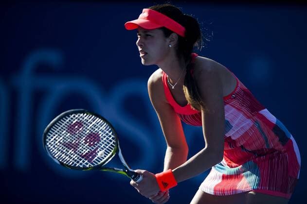10.01.2016. Sydney, Australia. Ana Ivanovic (SRB) in action against Karolina Pliskova (CZE) during their women s singles match on Day 1 at the Apia International tournament at the Apia International Sydney, Australia. Pliskova beat Ivanovic 6:4, 6:2 xHughxPeterswaldx  ActionPlus11695582