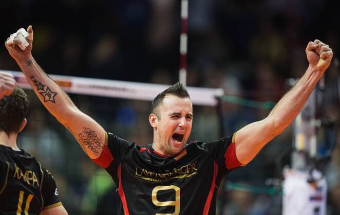 Berlin, Deutschland, 10.01.2016: Volleyball Olympia Qualifikation Männer Maenner 2016 - Spiel um Platz 3 Deutschland - Polen. Georg Grozer (Germany 9)