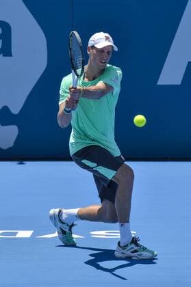 11.01.16 Sydney, Australia. Andreas Seppi (ITA) in action against Denis Istomin (UZB) during their mens singles match on day 2 at the Apia International Sydney. Seppi won the match 6-4,4-6,6-2. xNigelxOwenx  ActionPlus11696010