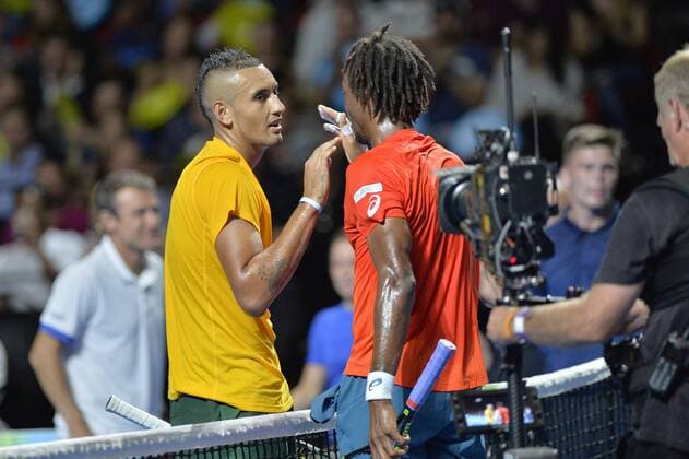11.01.16 Sydney, Australia. Gael Monfils (FRA) and Nick Kyrgios (AUS) during the FAST4 tennis exhbition matches at Allphones Arena. xNigelxOwenx  ActionPlus11696110