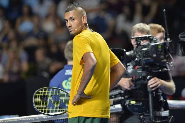 11.01.16 Sydney, Australia. Nick Kyrgios (AUS) in action against Gael Monfils (FRA) during the FAST4 tennis exhbition matches at Allphones Arena. xNigelxOwenx  ActionPlus11696142