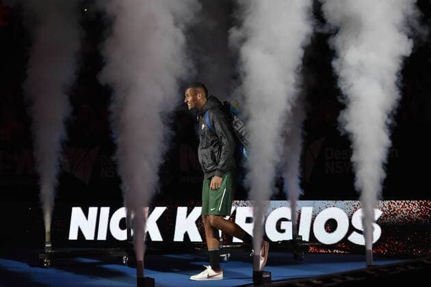 11.01.16 Sydney, Australia. Nick Kyrgios (AUS) walks into the arena befire his game against Gael Monfils (FRA) during the FAST4 tennis exhbition matches at Allphones Arena. xNigelxOwenx  ActionPlus11696127