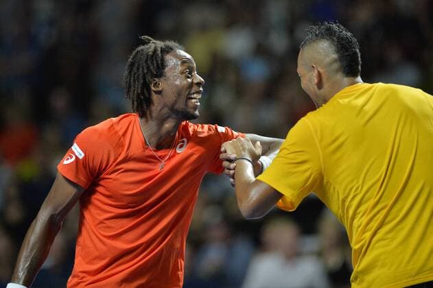 11.01.16 Sydney, Australia. Gael Monfils (FRA) in action against Nick Kyrgios (AUS) during the FAST4 tennis exhbition matches at Allphones Arena. xNigelxOwenx  ActionPlus11696151