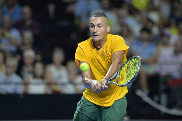 11.01.16 Sydney, Australia. Nick Kyrgios (AUS) in action against Gael Monfils (FRA) during the FAST4 tennis exhbition matches at Allphones Arena. xNigelxOwenx  ActionPlus11696108