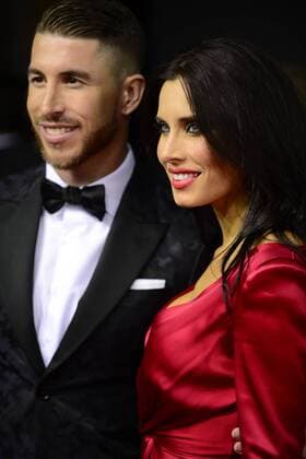 Jan. 11, 2016 - Zurich, Switzerland - SERGIO RAMOS Real Madrid defender and wife PILAR RUBIO poses for photos on the red carpet during arrivals for the 2015 FIFA Ballon DOR Gala at Kongresshaus in Zurich. Soccer 2016 - FIFA Ballon D OR 2015  - ZUMAm119