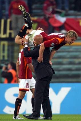 Fußball, Luciano Spalletti während seiner Zeit beim AS Rom zwischen 2005 und 2009 Roma 30 10 2005 Serie A Roma Ascoli 2-1 Roma Luciano Spalletti, Daniele De Rossi