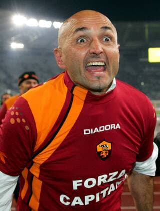 Fußball, Luciano Spalletti während seiner Zeit beim AS Rom zwischen 2005 und 2009 Roma 26 02 06 Serie A Lazio-Roma 0-2 As Roma trainer Luciano Spalletti celebrates at the end of the match won against Lazio