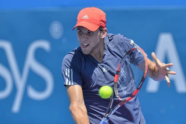 Tennis, APIA International Sydney 13.01.16 Sydney, Australia. Dominic Thiem (AUT) in action against Gilles Muller (LUX) during their mens singles match on day 4 at the Apia International Sydney. xNigelxOwenx  ActionPlus11696501
