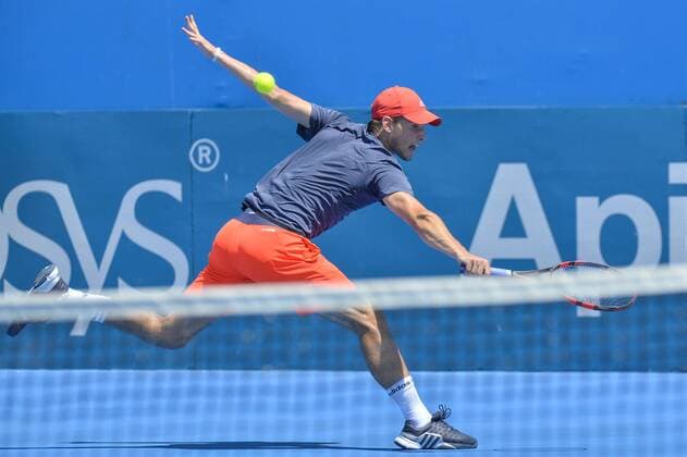 Tennis, APIA International Sydney 13.01.16 Sydney, Australia. Dominic Thiem (AUT) in action against Gilles Muller (LUX) during their mens singles match on day 4 at the Apia International Sydney. xNigelxOwenx  ActionPlus11696507