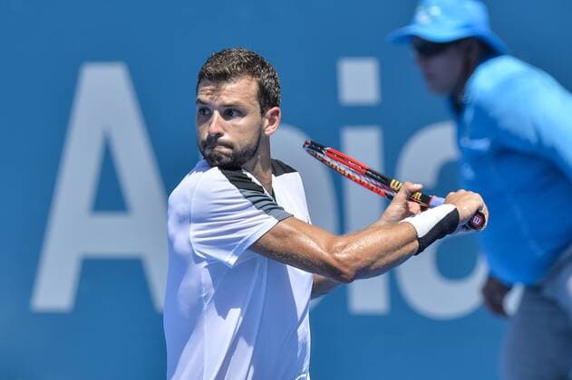 Tennis, APIA International Sydney 13.01.16 Sydney, Australia. Grigor Dimitrov (BUL) in action against Pablo Cuevas (URU) during their mens singles match on day 4 at the Apia International Sydney. Dimitrov won the match 7-5,6-4. xNigelxOwenx  ActionPlus11696514