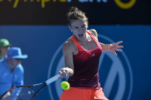 Tennis, APIA International Sydney 13.01.16 Sydney, Australia. Simona Halep (ROU) in action against Karolina Pliskova (CZE) during their womens singles match on day 4 at the Apia International Sydney. Halep won the match 6-4,7-5. xNigelxOwenx  ActionPlus11696532