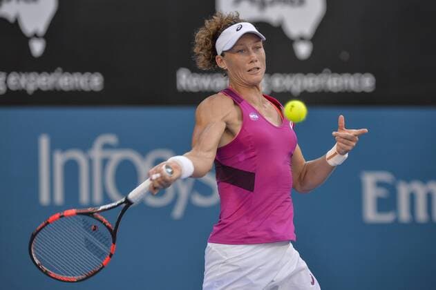 Tennis, APIA International Sydney 13.01.16 Sydney, Australia. Sam Stosur (AUS) in action against Monica Puig (PUR) during their womens singles match on day 4 at the Apia International Sydney. Puig won the match 6-4,6-4. xNigelxOwenx  ActionPlus11696554