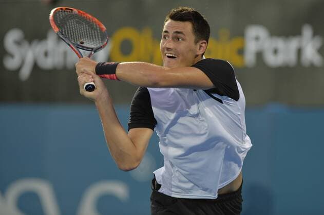 Tennis, APIA International Sydney 13.01.16 Sydney, Australia. Bernard Tomic (AUS) in action against Jordan Thompson (AUS) during their mens singles match on day 4 at the Apia International Sydney. Tomic won the match 6-2,6-2. xNigelxOwenx  ActionPlus11696590
