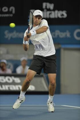 Tennis, APIA International Sydney 13.01.16 Sydney, Australia. Jordan Thompson (AUS) in action against Bernard Tomic (AUS) during their mens singles match on day 4 at the Apia International Sydney. Tomic won the match 6-2,6-2. xNigelxOwenx  ActionPlus11696595
