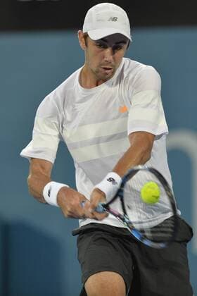 Tennis, APIA International Sydney 13.01.16 Sydney, Australia. Jordan Thompson (AUS) in action against Bernard Tomic (AUS) during their mens singles match on day 4 at the Apia International Sydney. Tomic won the match 6-2,6-2. xNigelxOwenx  ActionPlus11696599