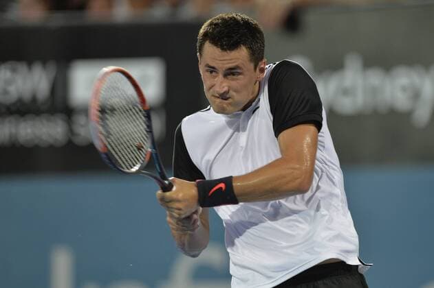 Tennis, APIA International Sydney 13.01.16 Sydney, Australia. Bernard Tomic (AUS) in action against Jordan Thompson (AUS) during their mens singles match on day 4 at the Apia International Sydney. Tomic won the match 6-2,6-2. xNigelxOwenx  ActionPlus11696605