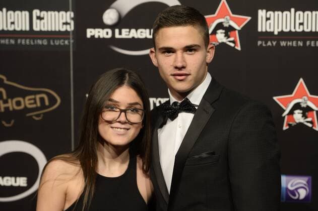 - LINT, BELGIUM: Anderlecht s Leander Dendoncker and partner pictured on the red carpet ahead of the 62nd edition of the Golden Shoe award ceremony, Wednesday 13 January 2016, in Lint AED studio. The Golden Shoe (Gouden Schoen Soulier d Or) is an award for the best soccer player of the Belgian Jupiler Pro League championship during the year 2015. DIRKxWAEM  x04772788x