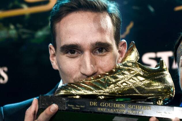 - LINT, BELGIUM: Gent s Sven Kums pictured during the 62nd edition of the Golden Shoe award ceremony, Wednesday 13 January 2016, in Lint AED studio. The Golden Shoe (Gouden Schoen Soulier d Or) is an award for the best soccer player of the Belgian Jupiler Pro League championship during the year 2015. DIRKxWAEM  x04773016x