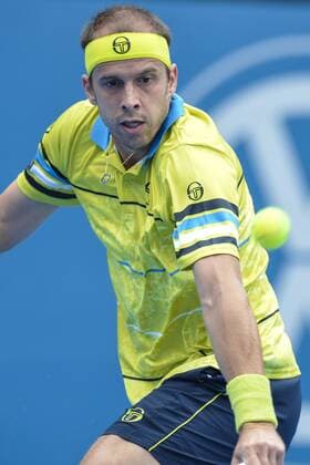 15.01.16 Sydney, Australia. Gilles Muller (LUX) in action against Grigot Dimitrov (BUL) during their mens singles semi final match on day 6 at the Apia International Sydney. xNigelxOwenx  ActionPlus11696985