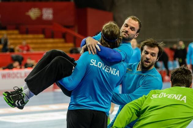 Bilder des Tages - SPORT Wroclaw, Handball EM EHF Euro 2016, Nationalteam Training Slowenien  160115_2SB8449