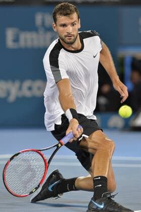 16.01.16 Sydney, Australia. Grigor Dimitrov (BUL) in action against Viktor Troicki (SRB) during their mens singles final match at the Apia International Sydney. Troicki won the final 2-6,6-1,7-6. xNigelxOwenx  ActionPlus11697405