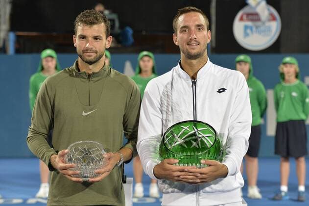 16.01.16 Sydney, Australia. Viktor Troicki (SRB) wins the mens singles title defeating Grigor Dimitrov (BUL) in the mens singles final match at the Apia International Sydney. Troicki won the final 2-6,6-1,7-6. xNigelxOwenx  ActionPlus11697415