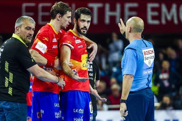 Spaniens Raul Entrerrios Spanien - Deutschland Handball EM Wroclaw.  Copyright: JOHANNAxLUNDBERG BB160116JL039