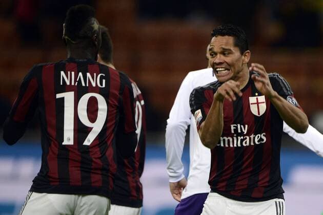 Fußball, AC Milan - AC Florenz Carlos Bacca Milan 1-0 M Baye Niang. Celebration goal Milano 17-01-2016 Stadio Giuseppe Meazza - Football Calcio Serie A AC Milan vs AC Florenz. giuseppexceleste