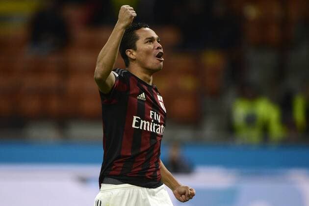 Fußball, AC Milan - AC Florenz Carlos Bacca Milan 1-0. Celebration goal Milano 17-01-2016 Stadio Giuseppe Meazza - Football Calcio Serie A AC Milan vs AC Florenz. giuseppexceleste