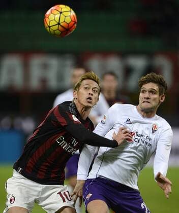 Keisuke Honda Milan, Marcos Alonso Mendoza Fiorentina Milano 17-01-2016 Stadio Giuseppe Meazza - Football Calcio Serie A Milan - Fiorentina. giuseppexceleste