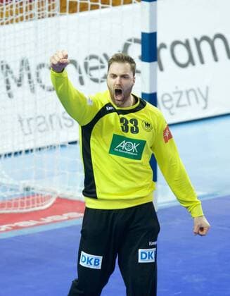 Handball Wroclaw Breslau 18.01.2016 Europameisterschaft der Herren Vorrunde Gruppe C Deutschland (GER) - Schweden (SWE) Andreas Wolff (Deutschland, TW, No.33) Jubel