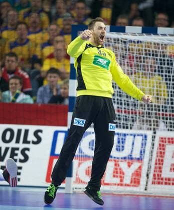 Handball Wroclaw Breslau 18.01.2016 Europameisterschaft der Herren Vorrunde Gruppe C Deutschland (GER) - Schweden (SWE) Andreas Wolff (Deutschland, TW, No.33) Jubel