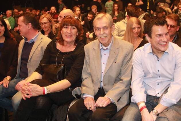 Boxen Bavaria Filmstudio, München Petko s LMS Fight Night 16.01.2016 Ex-1860 Präsident Dieter Schneider mit Ehefrau Waltraud, genannt Gipsy