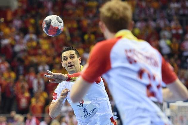 EHF EURO 2016 Macedonia vs Serbia The 2016 EHF European Handball Championship. Macedonia vs Serbia on January 19, 2016 in Krakow, Poland. In the picture Kiril Lazarov  EN_01198606_0050