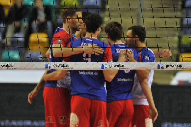 20.01.2016, xtkx, Volleyball 1.Bundesliga, United Volleys - VSG Coburg Grub, emspor v.l. United Volleys,
