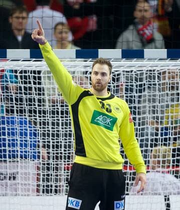 Handball Wroclaw Breslau 20.01.2016 Europameisterschaft der Herren Vorrunde Gruppe C Deutschland (GER) - Slowenien (SLO) Andreas Wolff (Deutschland, TW, No.33) Jubel