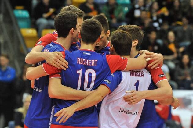 20.01.2016, xtkx, Volleyball 1.Bundesliga, United Volleys - VSG Coburg Grub, emspor v.l. United Volleys,