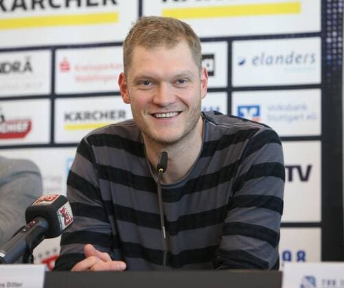 Stuttgart Neuzugang Johannes Bitter (TVB 1898 Stuttgart) lacht Pressekonferenz TVB 1898 Stuttgart, Vorstellung Johannes Jogi Bitter, 1 Bundesliga, 1 Liga, Handball, 21.01.2016 Copyright: Fudischx xEibner-Pressefoto EP_pfh