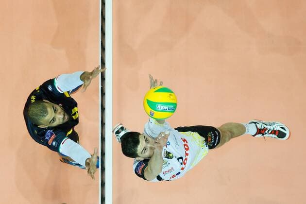 Gdynia, Gdynia Arena 21.01.2016 PLUSLIGA PLPS Lotos Trefl Gdansk vs DHL Modena CEV VOLLEYBALL CHAMPIONS LEAGUE GAME Lotos Trefl Gdansk vs DHL Modena NZ earvin ngapeth , marco falaschi , -  20160121_IG_0436_906_FIG