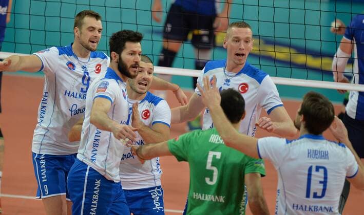 VOLLEYBALL - CEV CL, Tirol vs Ankara INNSBRUCK,AUSTRIA,21.JAN.16 - VOLLEYBALL - CEV Champions League, Hypo Tirol Volleyballteam vs Halkbank Ankara. Image shows the rejoicing of Ankara. GEPAxpictures xAmirxBeganovic