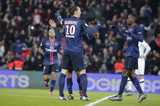 Zlatan Ibrahimovic (psg) Blaise Matuidi (psg) FOOTBALL : Paris st Germain vs Angers SCO - Ligue 1 - 23 01 2016 StephaneAllaman Panoramic 
