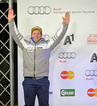 ALPINE SKIING - FIS WC Kitzbuehel KITZBUEHEL,AUSTRIA,23.JAN.16 - ALPINE SKIING - FIS World Cup, Hahnenkamm-race, downhill, men, award ceremony. Image shows Beat Feuz (SUI). GEPAxpictures xHansxOsterauer