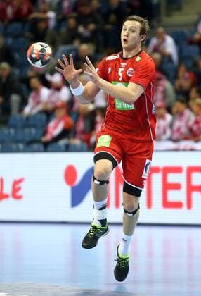 Krakau, Handball EM EHF Euro Länderspiel Nationalteam, Mazedonien - Norwegen SANDER SAGOSEN ( NOR ) FRANCE OUT!  160125MIN025