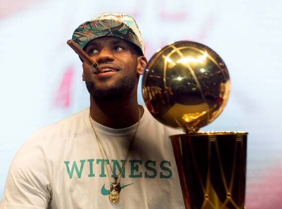 June 24, 2013 - Miami, Florida, U.S. - Miami Heat s LeBron James with the Larry O Brien Championship Trophy at AmericanAirlines Arena on June 24, 2013. - ZUMAp77 June 24 2013 Miami Florida U S Miami Heat S Lebron James With The Larry O Brien Championship Trophy AT American Airlines Arena ON June 24 2013 ZUMAp77 June 24 2013 Miami Florida U S Miami Heat s LeBron James with the Larry O Brien Championship - ZUMA8