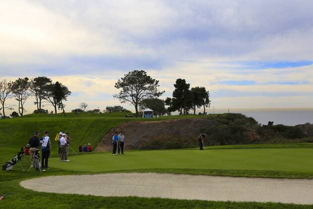 Jan. 27, 2016 - San Diego, CA, USA - SAN DIEGO, CA, USA -- JANUARY 27, 2016: ..At the Farmers Pro-Am played at Torrey Pine Wednesday in San Diego, Phil Mickelson putts in on the 2nd green on the north course. At the Farmers Pro-Am played at Torrey Pine Wednesday in San Diego, Phil Mickelson putts in on the 2nd green on the north course. - ZUMAs44_