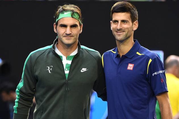 Bilder des Tages - SPORT Novak Djokovic (SRB) Roger Federer (SUI) TENNIS : Australian Open - Melbourne - 28 01 2016 TennisMagazinex 