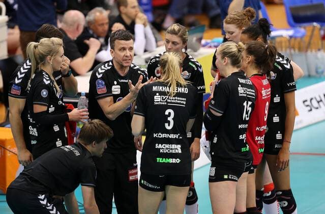 Stuttgart Volleyball Allianz MTV Stuttgart vs. Dresdner SC, Trainer Alexander Waibl (Dresden, Mitte)