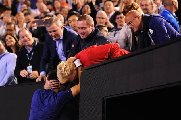 Novak Djokovic (SRB) Boris Becker TENNIS : Open d Australie - Melbourne - 31 01 2016 TennisMagazine Panoramic 